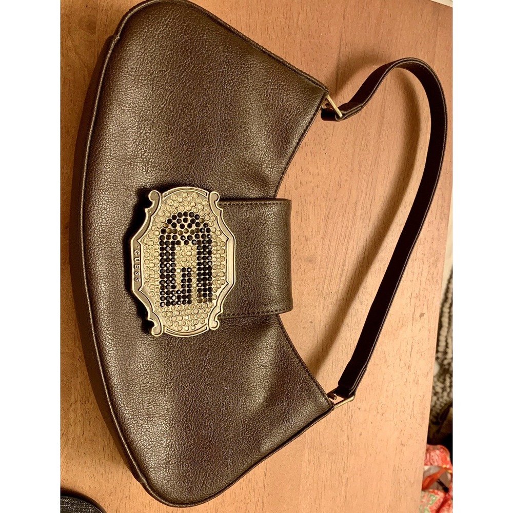 GUESS Rhinestone Buckle Y2K Shoulder Bag